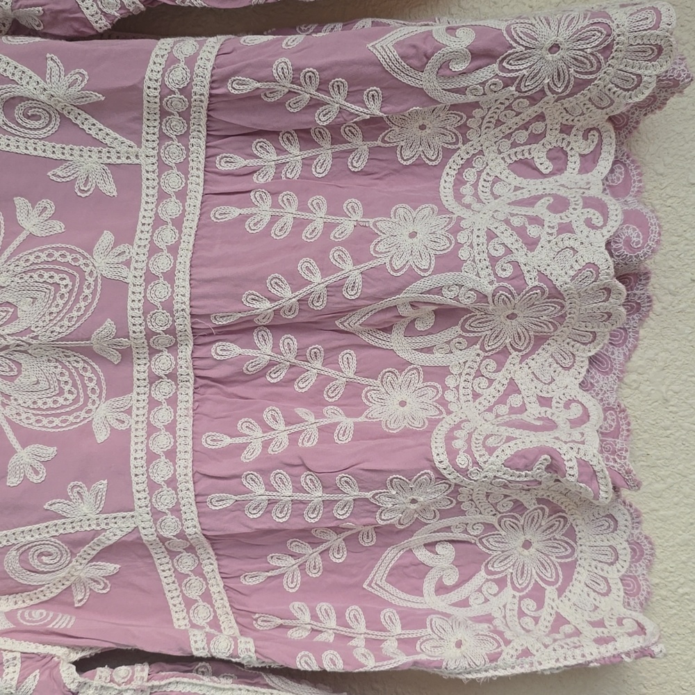 Ana & Rose Romantic Boho Embroidered Bell-Sleeve Blouse Pesant Top Sz.L - Picture 3 of 11